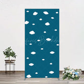 Lofaris Cartoon Blue Sky White Clouds Birthday Rectangle Backdrop
